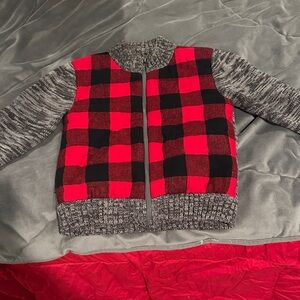 Cat & Jack Red and Black Plaid Jacket Boys 4T